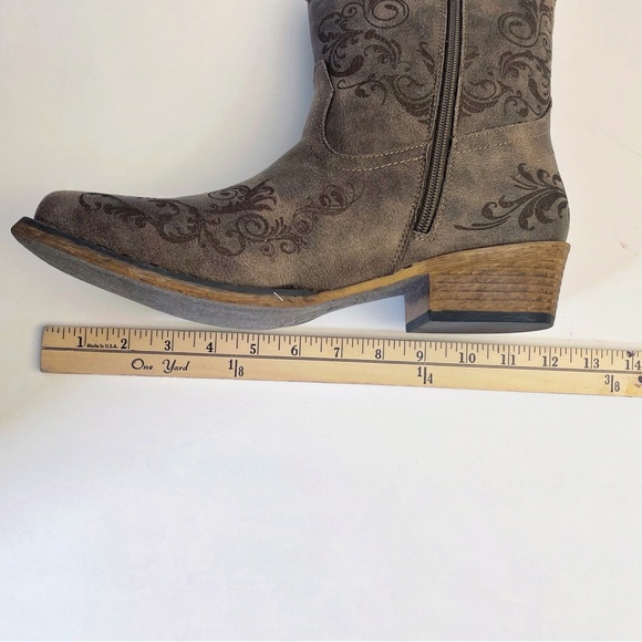 ROPERS Women’s Shorty Boot Vintage Brown Faux Leather Laser Western Design - Picture 13 of 13